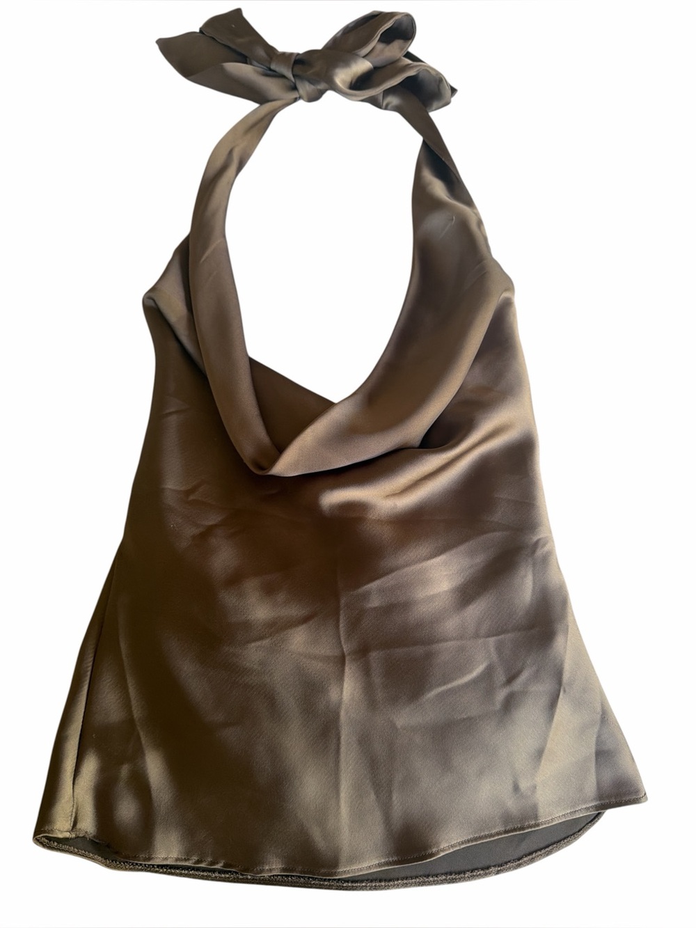 Zara Brown Satin Halter Top